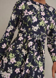 Petite Sabine Floral Tie Dress, Midnight Multi, hi-res