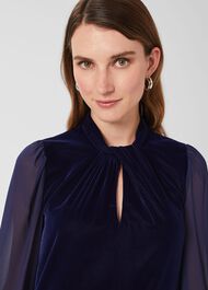 Faye Velvet A Line Dress, Midnight Navy, hi-res
