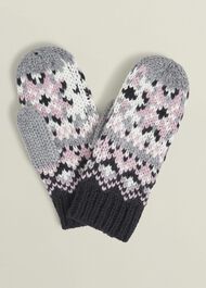 Deanna Fairisle Mittens, Grey Multi, hi-res