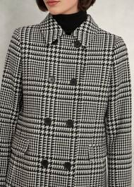 Yvette Wool Blend Check Coat, Black Ivory, hi-res