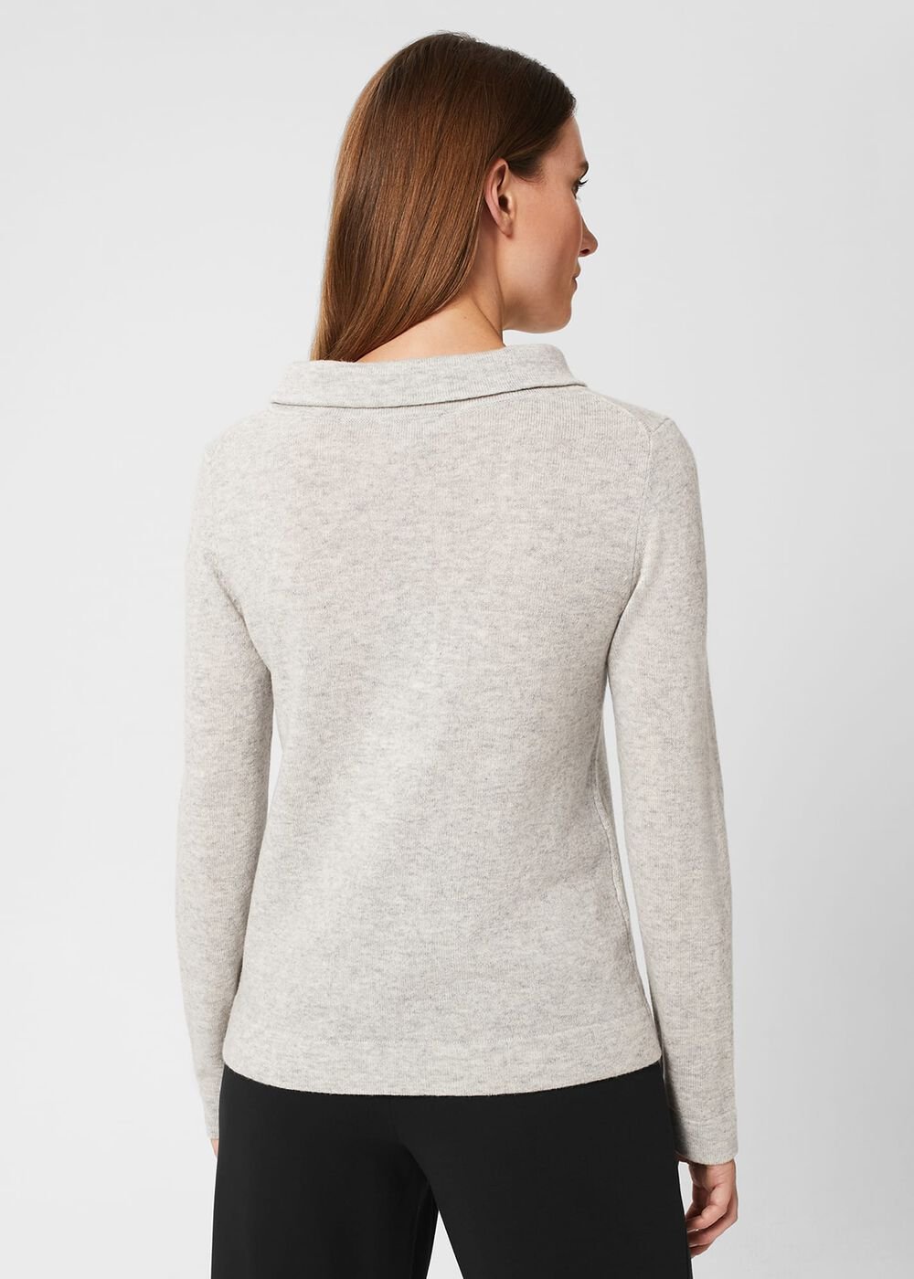Audrey Wool Cashmere Jumper, Pale Grey Marl, hi-res