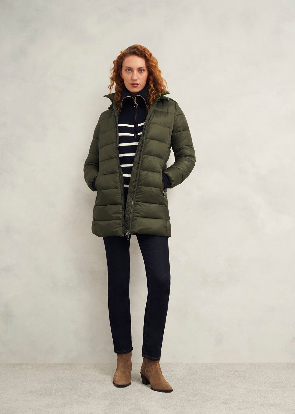Petite Joelle Puffer Coat, Dark Olive, hi-res