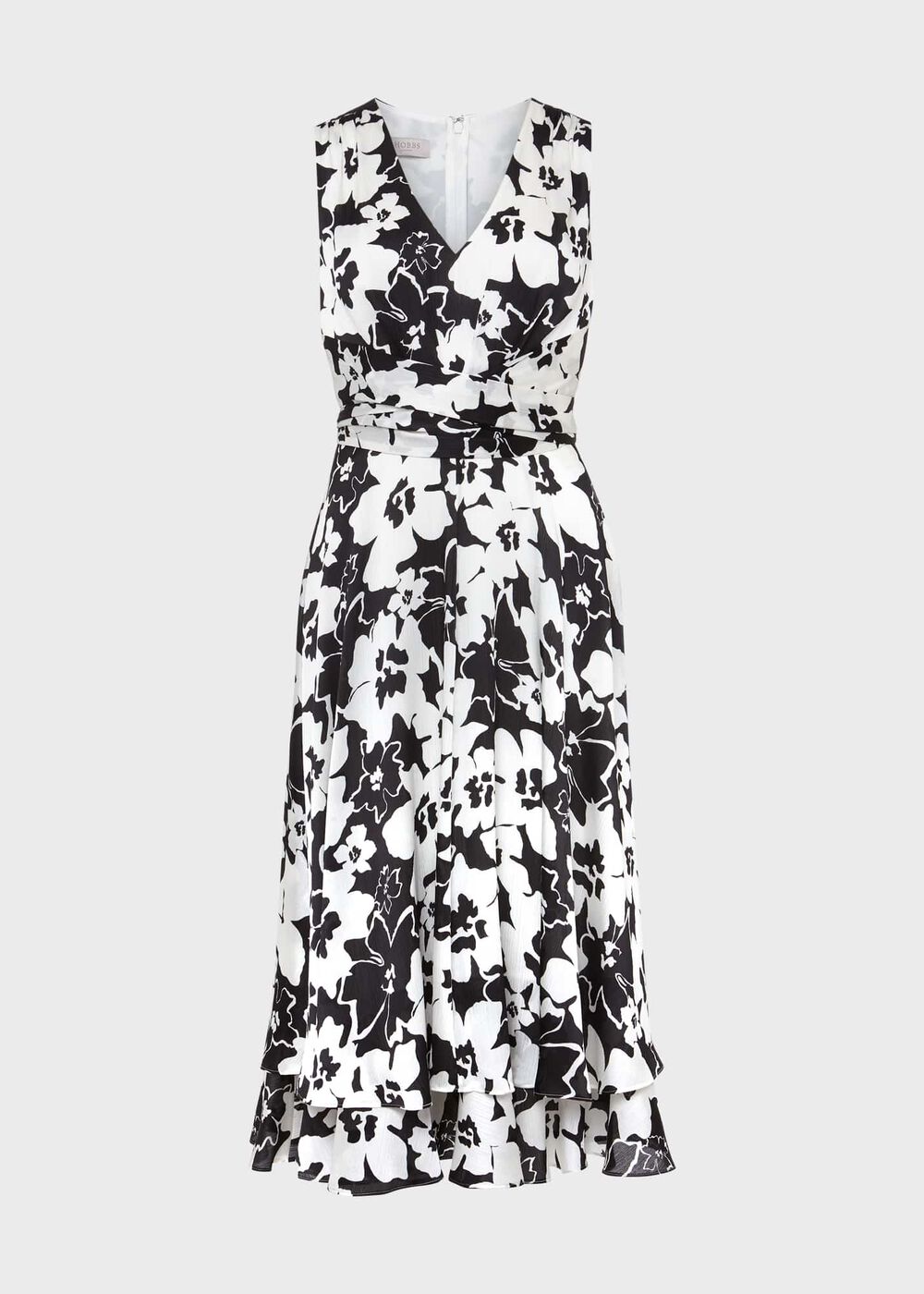 Viola Satin Fit And Flare Dress, Black Ivory, hi-res