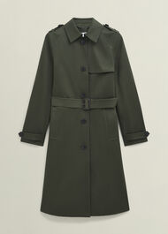 Petite Hallie Shower Resistant Trench Coat, Woodland Green, hi-res