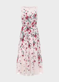 Petite Carly Floral Midi Dress, Pink Multi, hi-res
