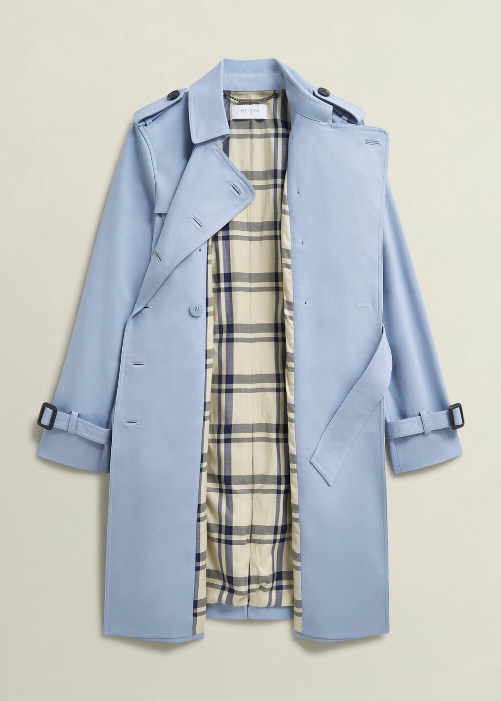 Petite Skylar Shower Resistant Trench Coat, Pale Blue, hi-res