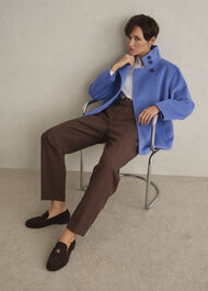 Remi Wool Blend Funnel Neck Jacket, Thistle Blue, hi-res