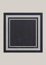 Milena Silk Scarf, Navy Ivory, hi-res