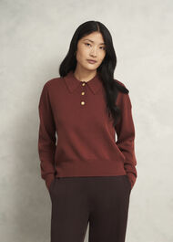 Connie Polo Sweater, Cinnamon Brown, hi-res