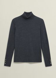 Lara Merino Rollneck Sweater, Charcoal Grey, hi-res