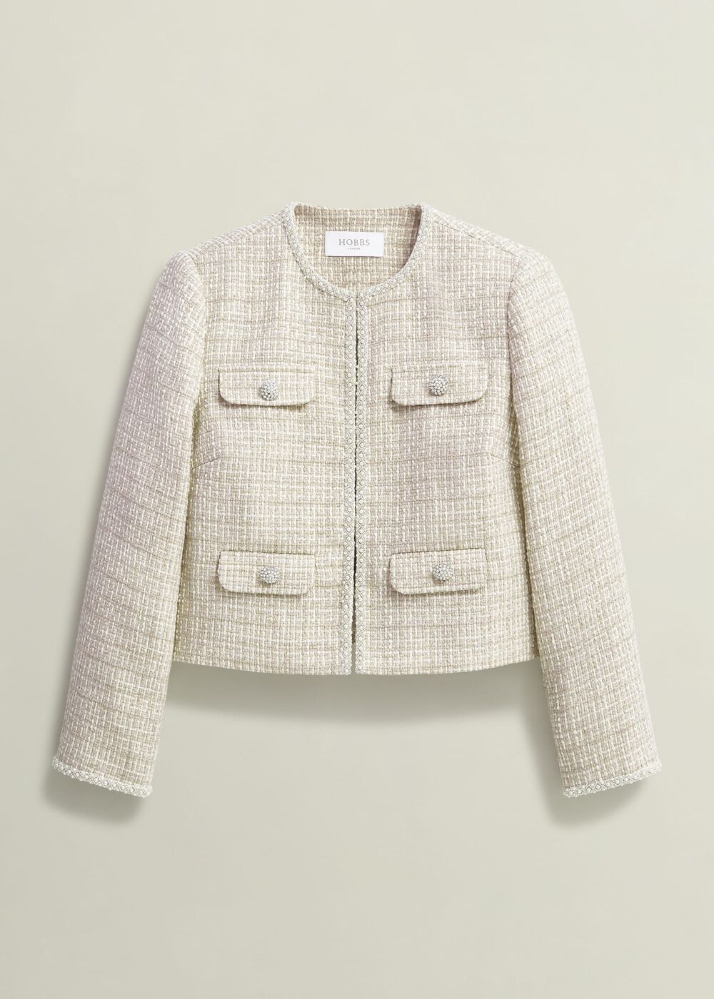 Oriana Tweed Jacket, Oyster, hi-res