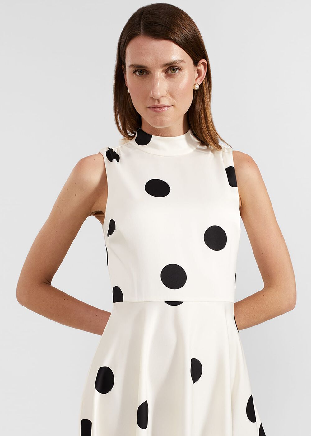 Mia Spot Dress, Cream Black, hi-res