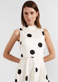 Mia Spot Dress, Cream Black, hi-res