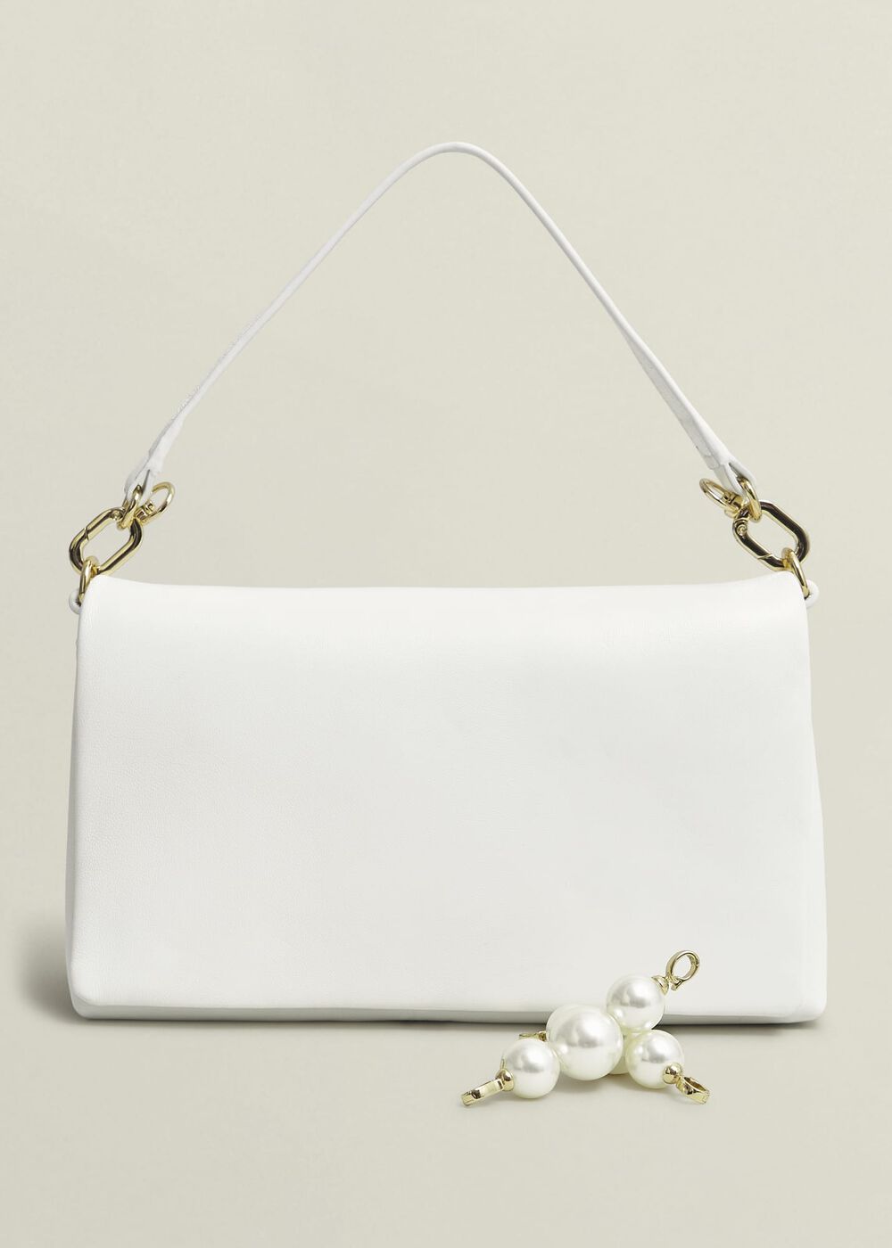 Jas Leather Clutch Bag, Ivory, hi-res