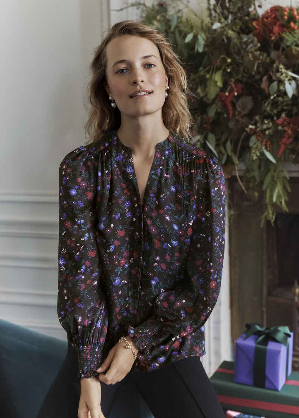 Tasha Blouse, Black Multi, hi-res