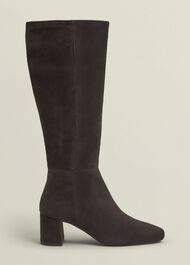 Betsy Suede Knee Boots, Chocolate Brown, hi-res