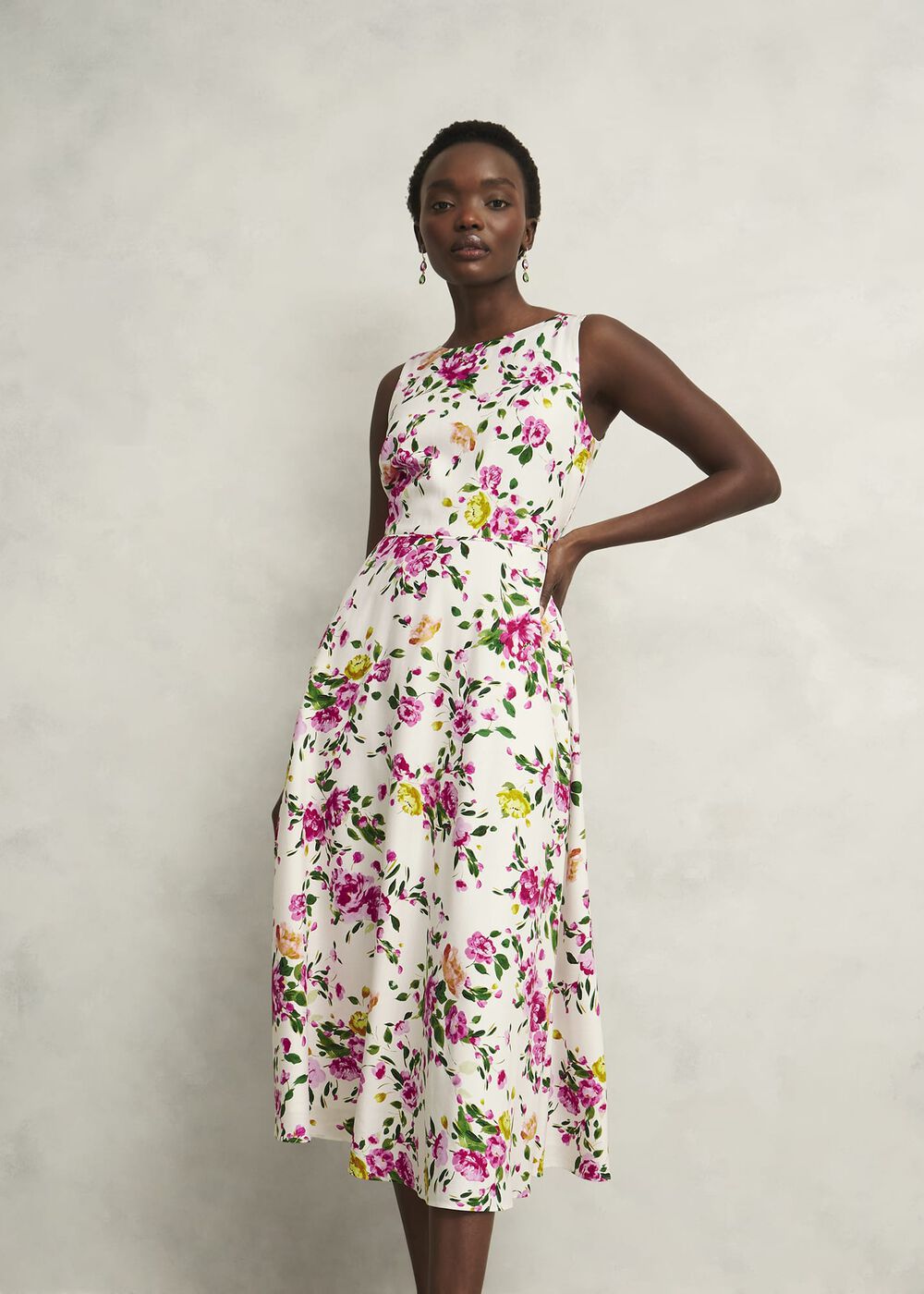 Carly Linen Dress, Ivory Multi, hi-res