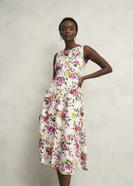 Carly Linen Dress, Ivory Multi, hi-res