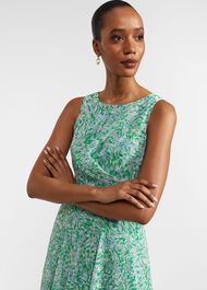 Jess Fit And Flare Dress, Green Multi, hi-res