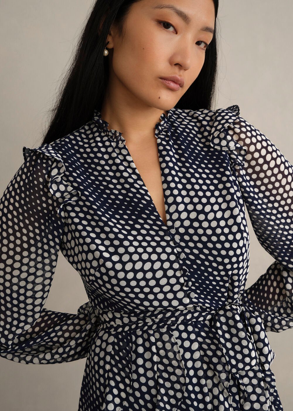 Petite Miriam Dress, Midnight Cream, hi-res