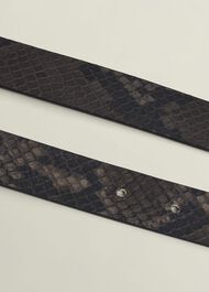 Kiera Leather Belt, Snake Print, hi-res