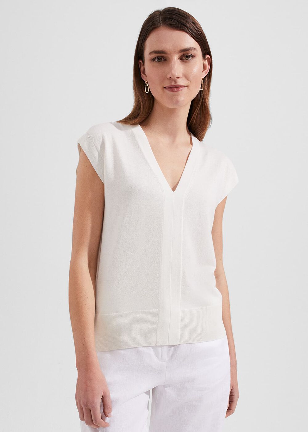 Jayde Knitted Top, Ivory, hi-res