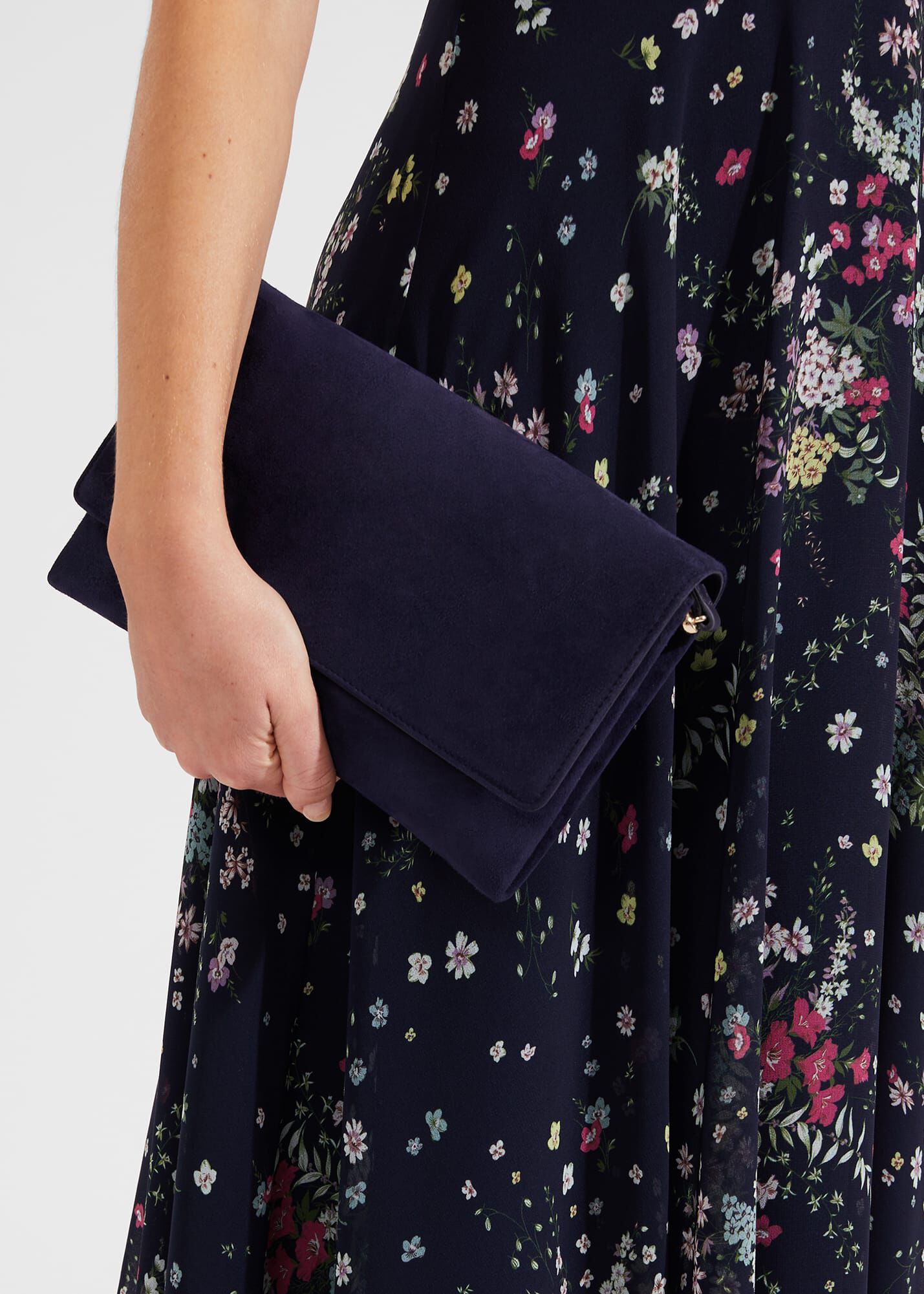 Midnight suede leather clutch