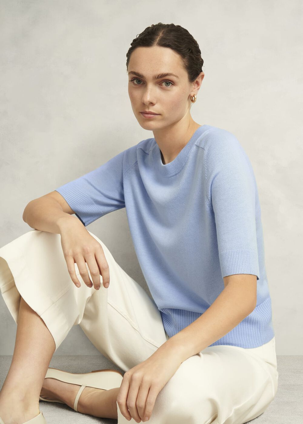 Leena Knitted Top with Wool, Maya Blue, hi-res