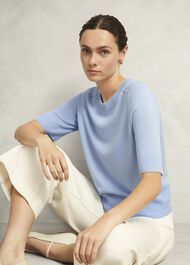 Leena Knitted Top with Wool, Maya Blue, hi-res
