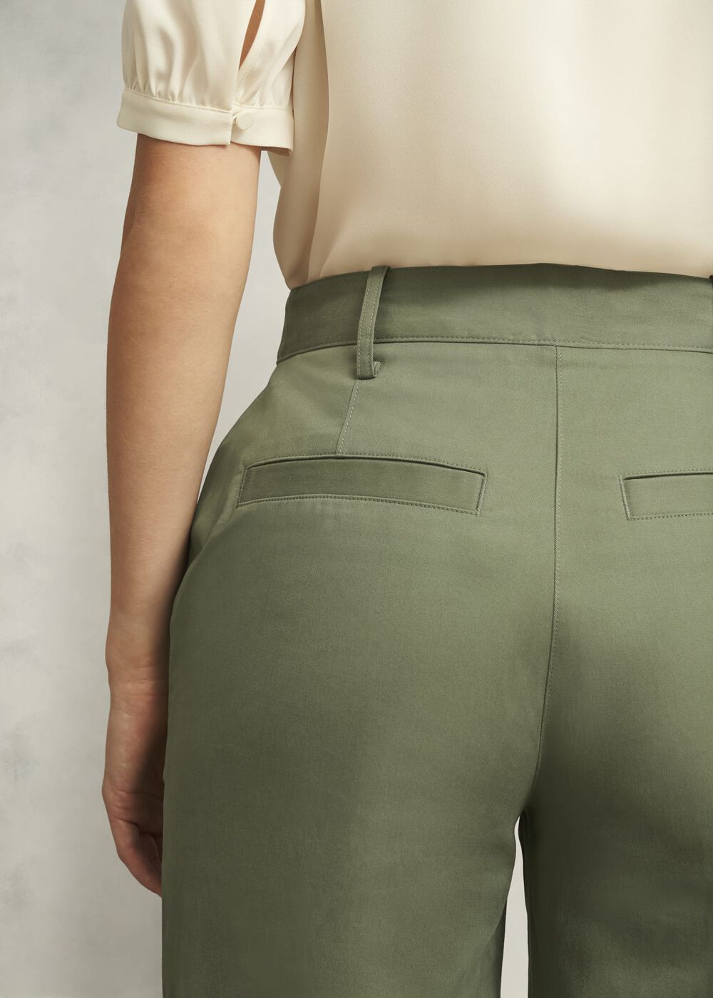 Dark Sage Green Kayley Cotton Trousers, Dark Sage, hi-res