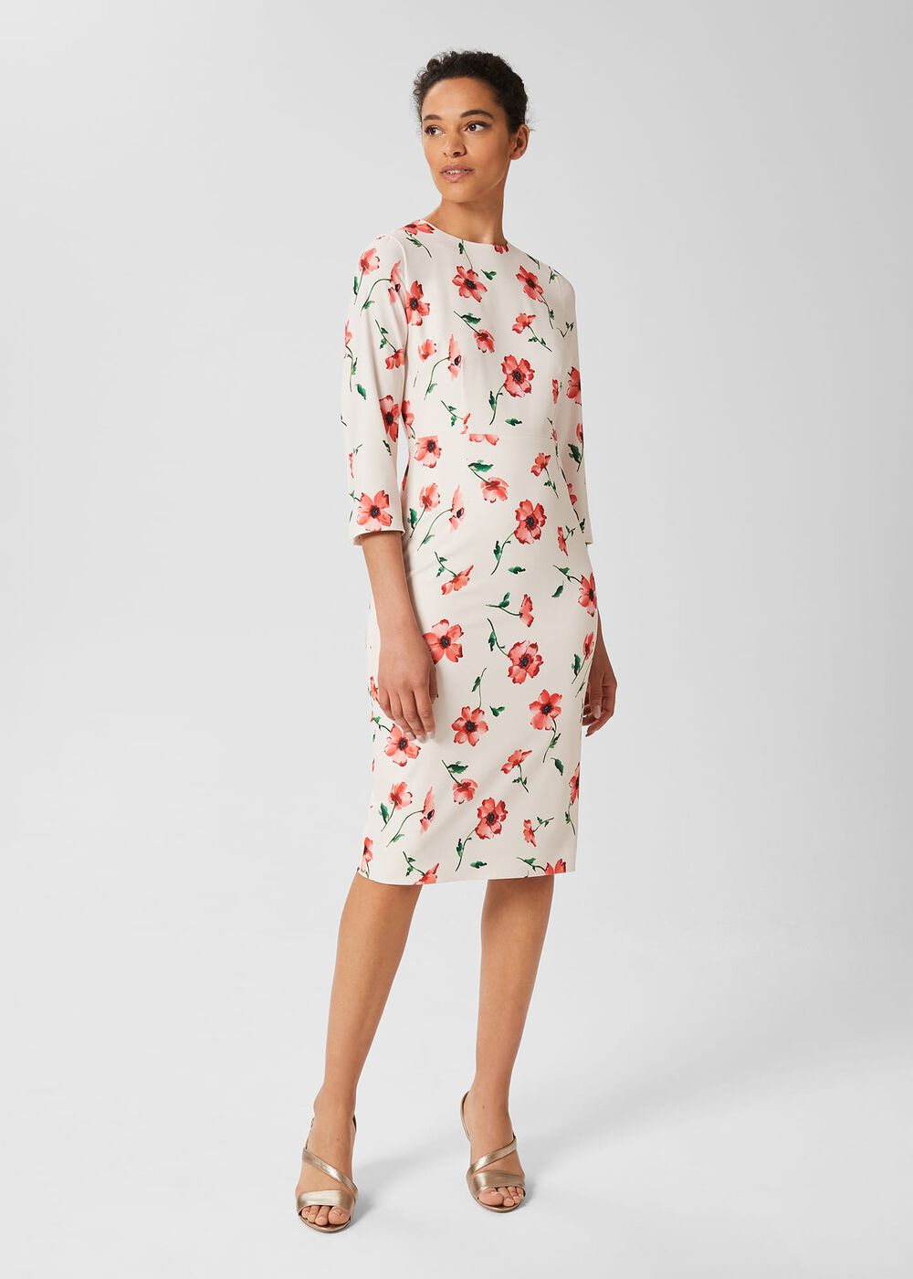Aleena Floral Shift Dress, Cream Red Multi, hi-res