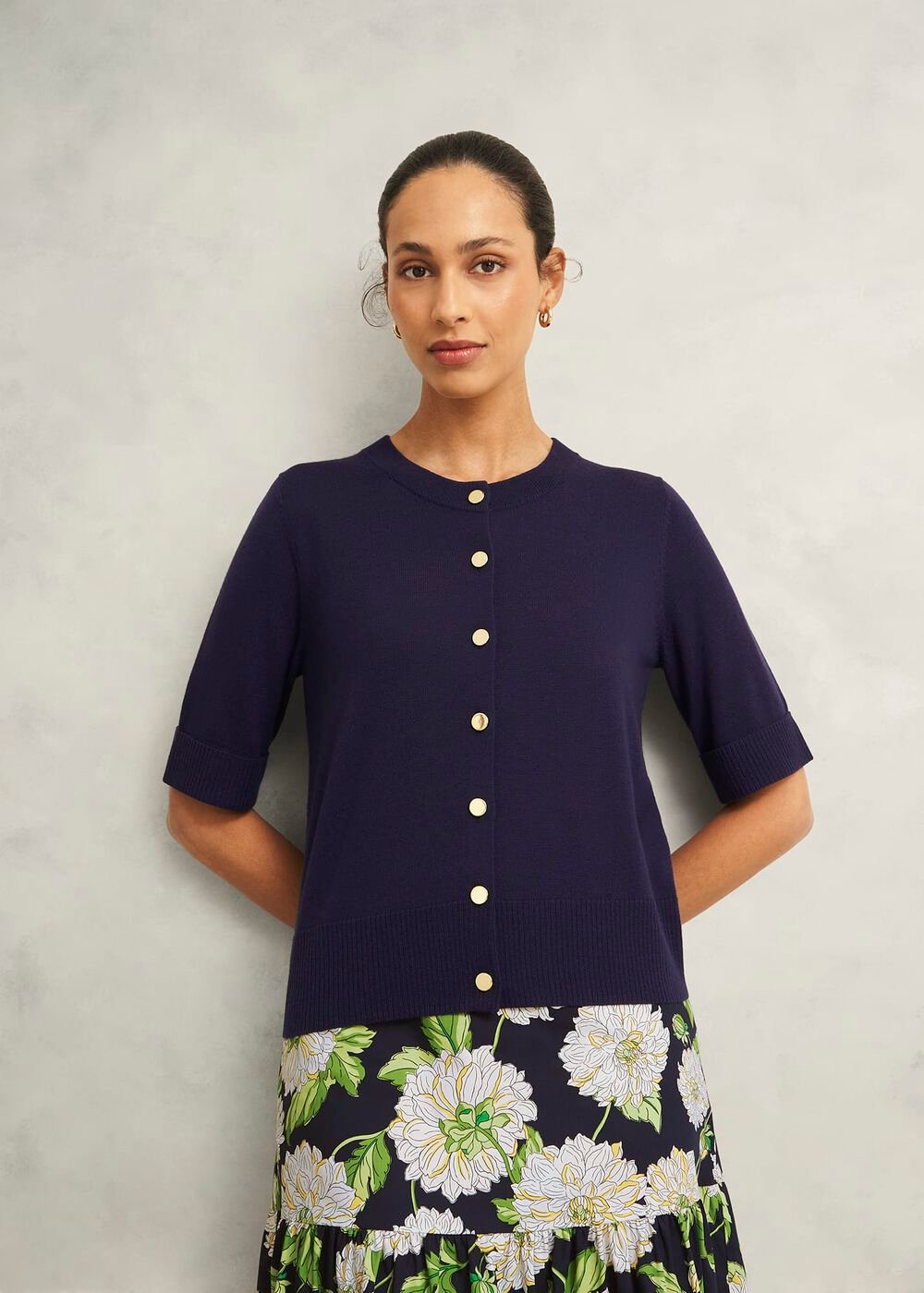 Leanne Cardigan With Wool, True Navy, hi-res