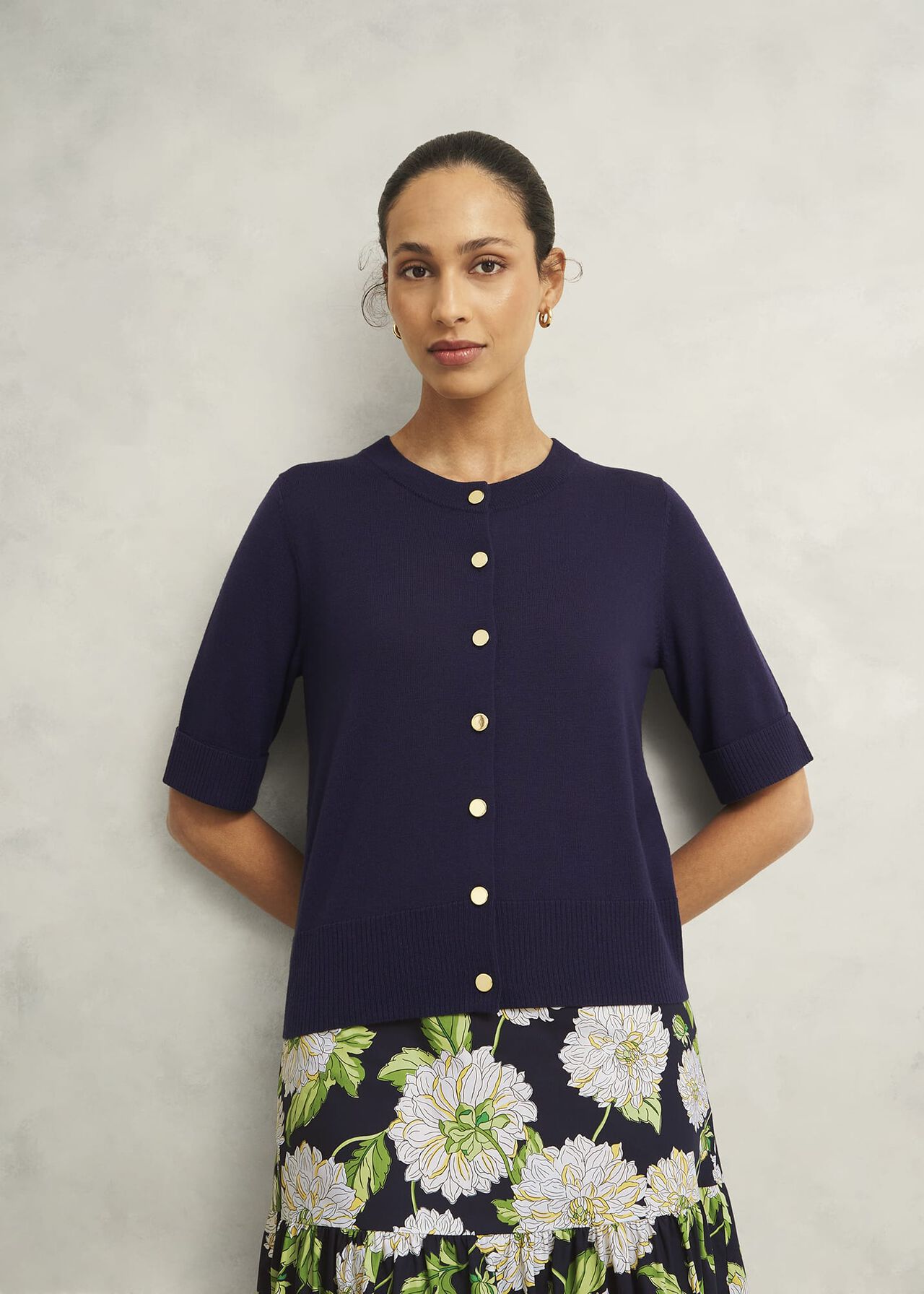 Leanne Cardigan With Wool, True Navy, hi-res