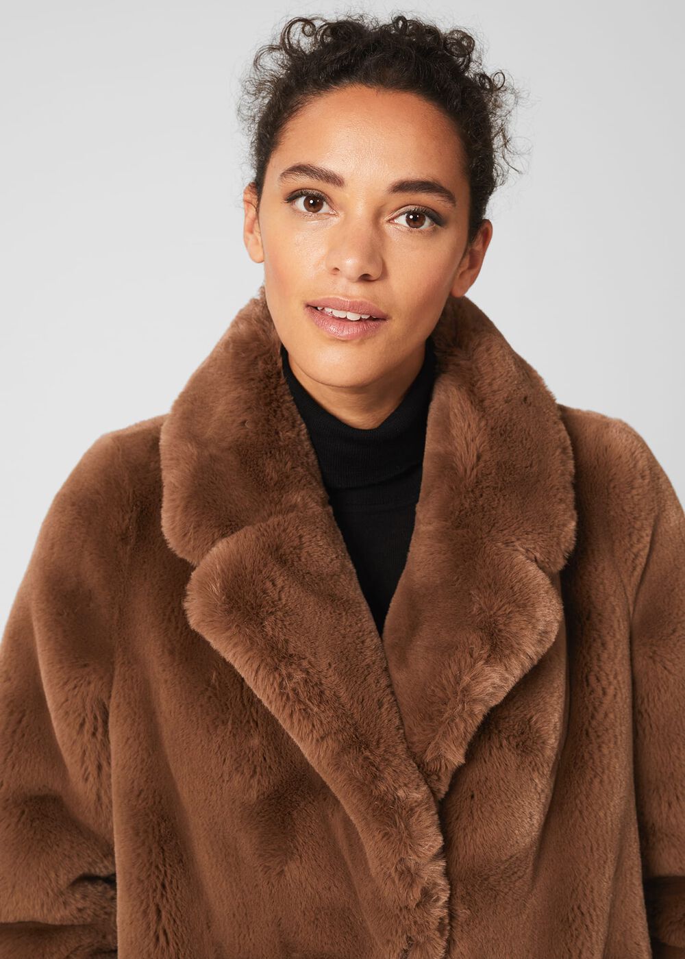 Georgia Faux Fur Coat, Camel, hi-res