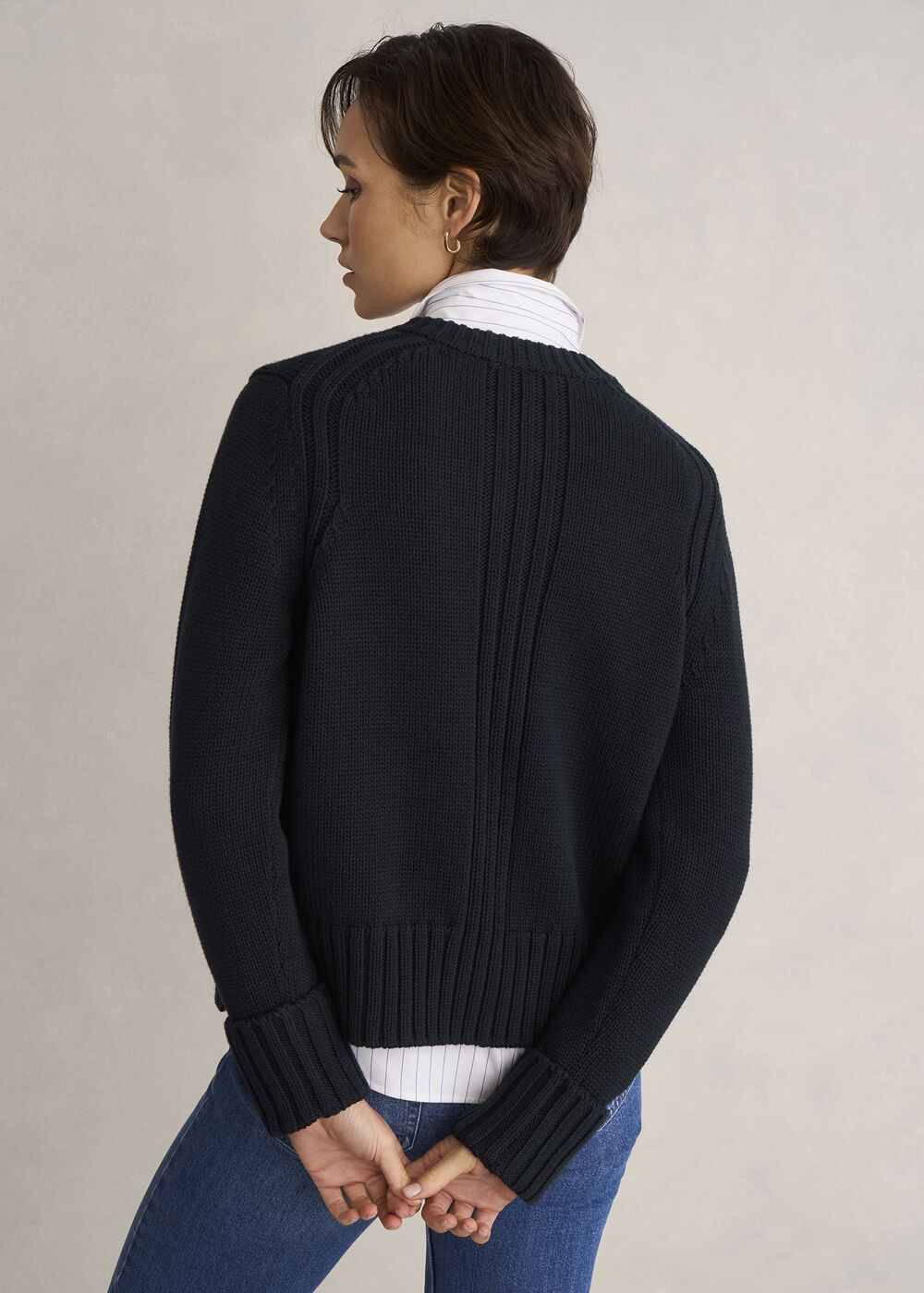 Coco Cotton Cardigan, Navy, hi-res