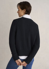 Coco Cotton Cardigan, Navy, hi-res