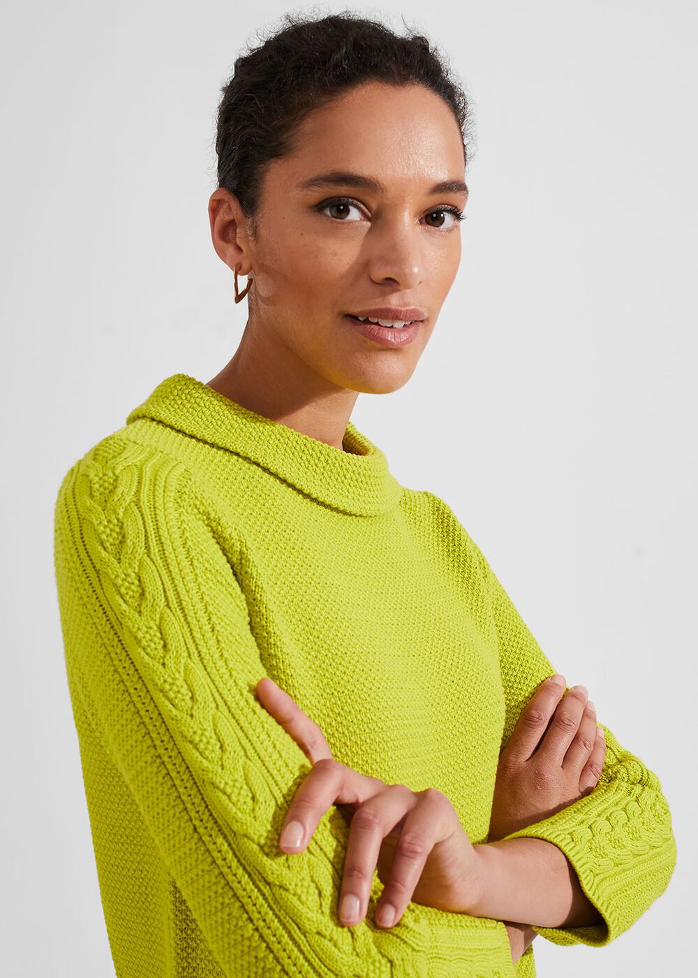 Camilla Cotton Sweater, Lime, hi-res