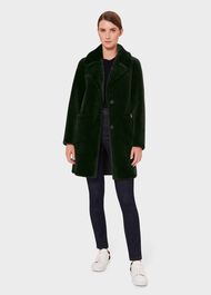 Ioanna Faux Fur Collar Coat, Dark Green, hi-res