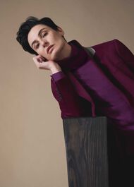 Lara Merino Wool Roll Neck Sweater, Deep Plum, hi-res