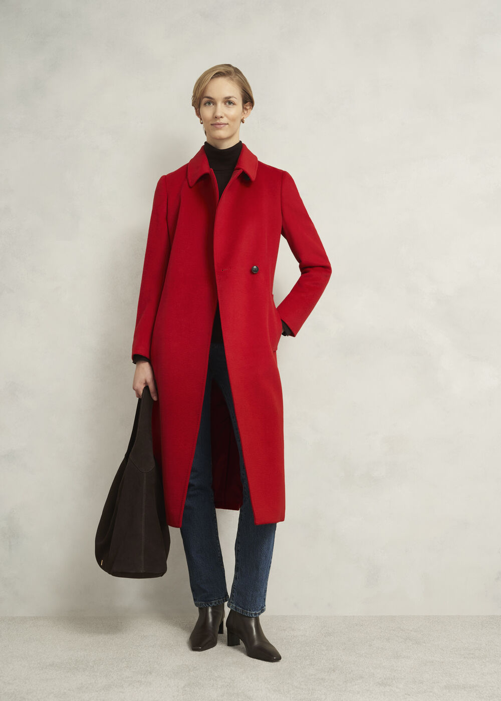 Livia Wool Coat, Red, hi-res