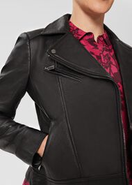 Petite Dakota Leather Jacket, Black, hi-res