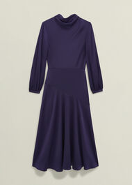 Pearl Textured Satin Dress, Midnight Purple, hi-res