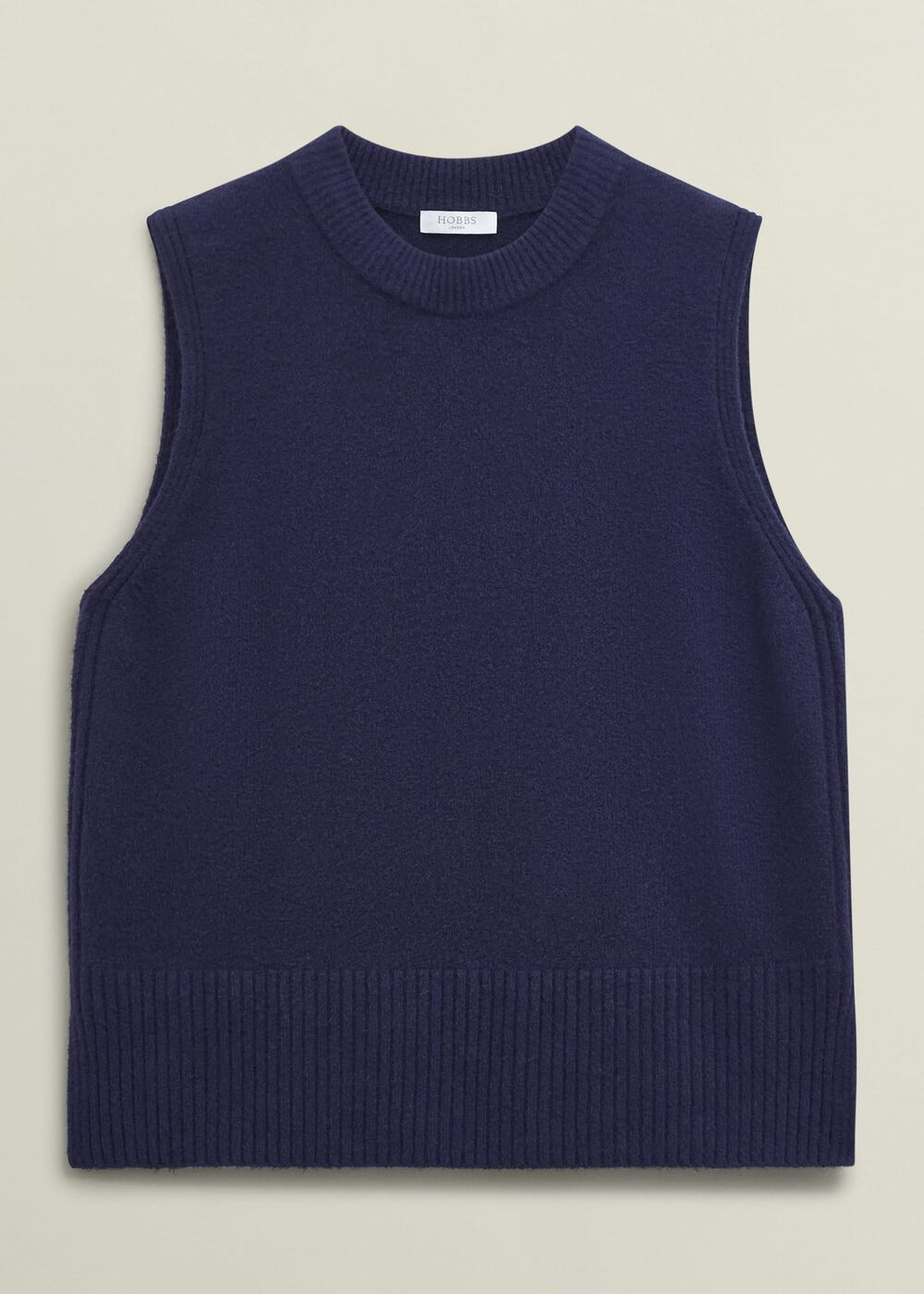 Navy Ruby Crew Neck Layering Knitted Vest, True Navy, hi-res