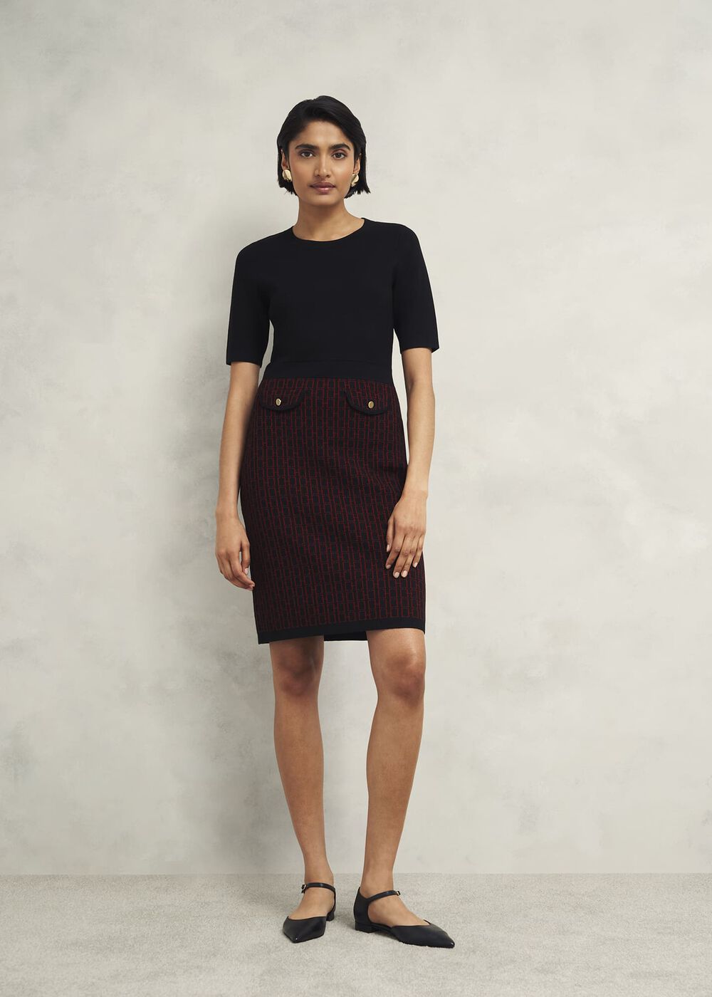 Perrie Knitted Dress, Black Rhubarb, hi-res