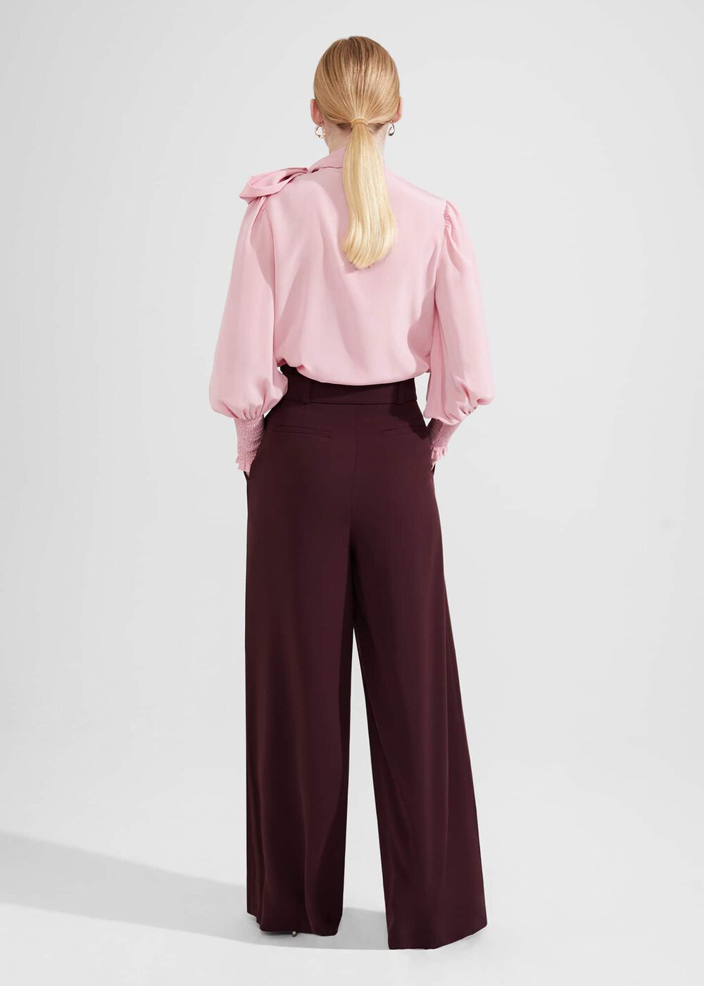 Hilary Wide Leg Pants, Mahogany Red, hi-res
