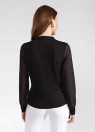 Talisa Frill Neck Top, Black, hi-res