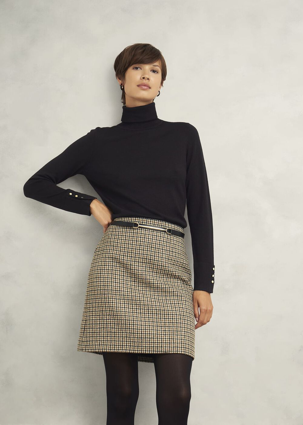 Lara Merino Wool Roll Neck Sweater, Black, hi-res
