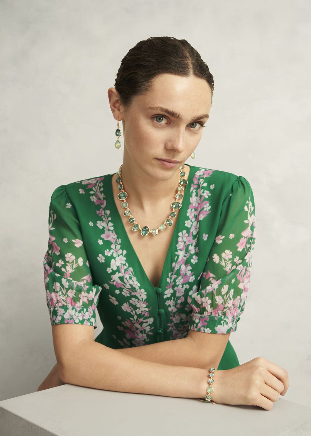 Indira Necklace, Green, hi-res