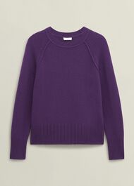 Mandy Wool Blend Crew Neck Knitted Jumper, Fig Purple, hi-res