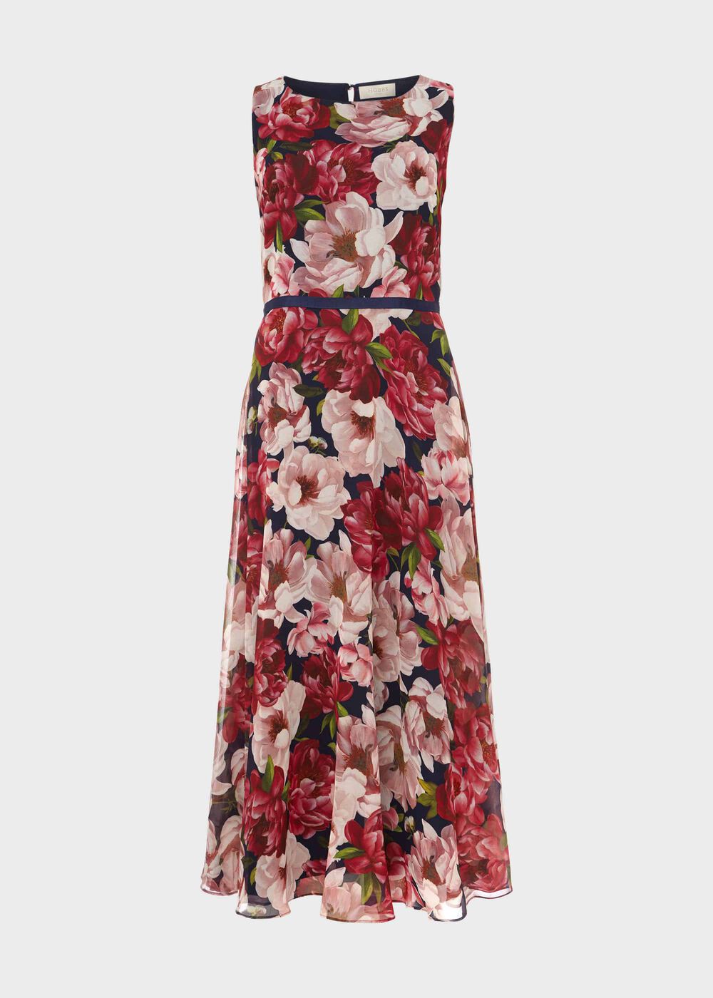 Carly Floral Midi Dress, Peony Pink, hi-res